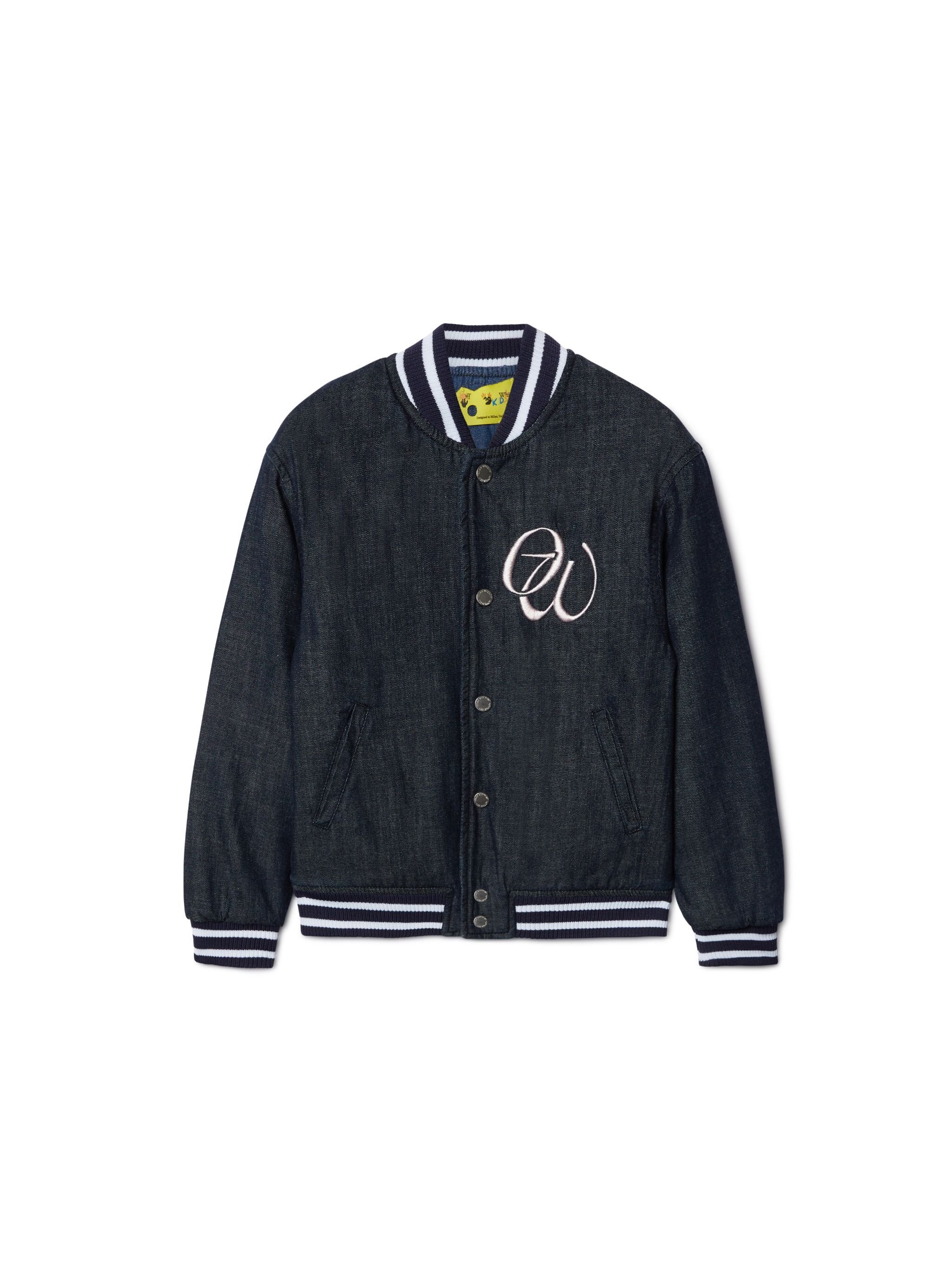 OFF WHITE Script Denim Varsity Jacket BLUE OGEH001S25DEN001