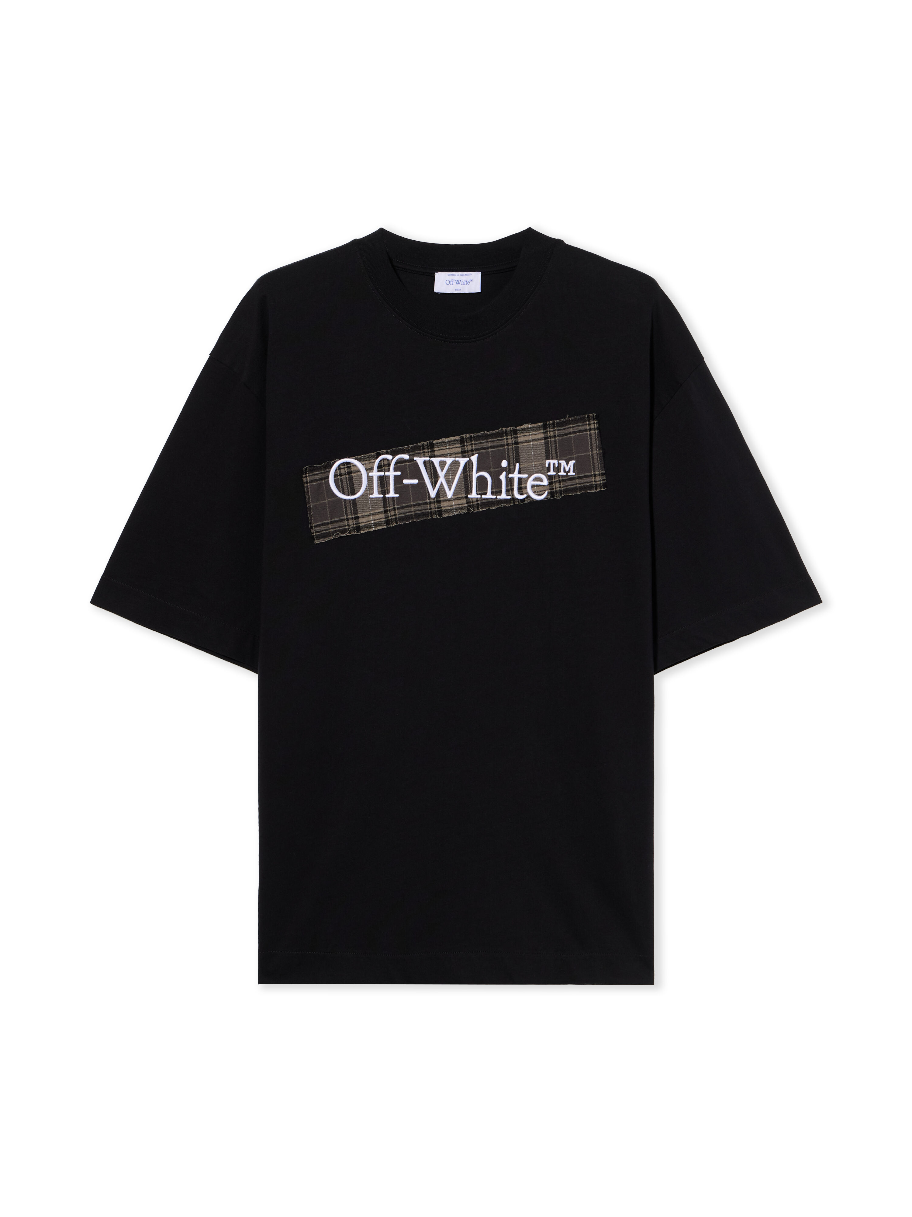 OFF WHITE Flannel Diagonal Skate Logo Tee BLACK - WHITE OMAA120F25JER00N