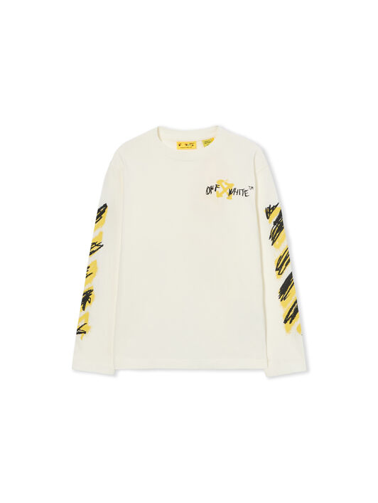 OFF WHITE Diag Spray Tee L/S WHITE 44BAB001S26J002