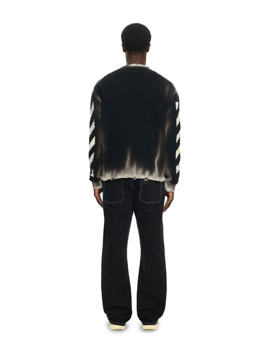 OFF WHITE Diag Corrosion Crewneck Sweater BLACK 44MHE20US26K003
