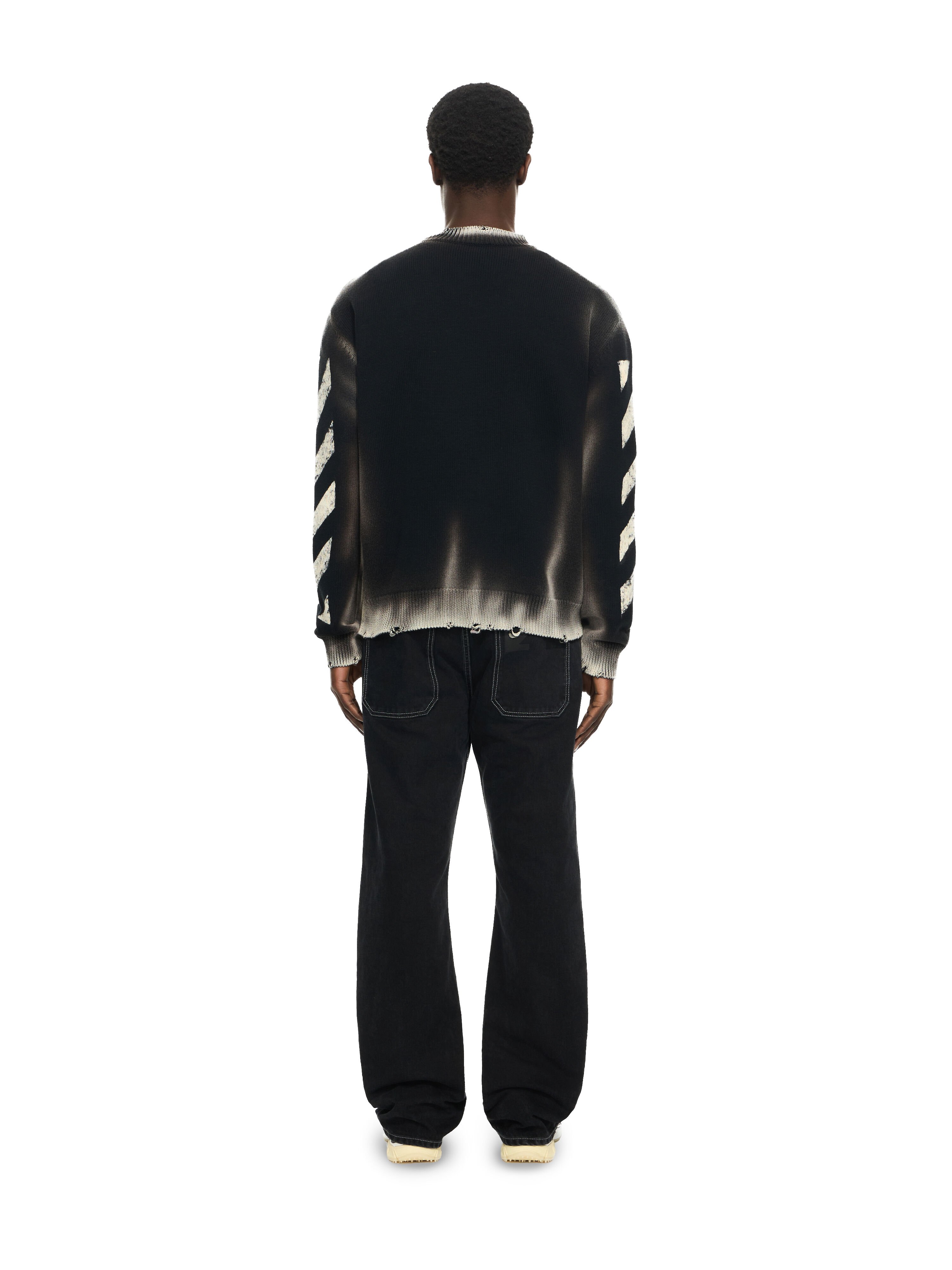 OFF WHITE Diag Corrosion Crewneck Sweater BLACK 44MHE20US26K003