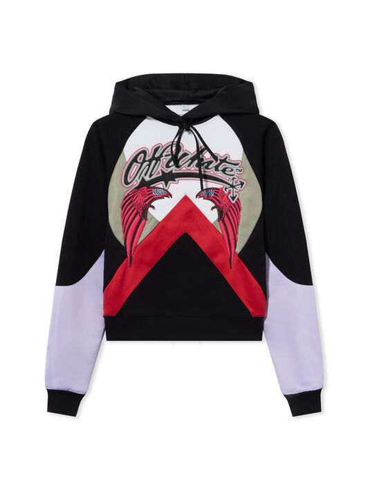 OFF WHITE Double Eagle Col Block Hoodie Black Barbados Cherry 29E00291T