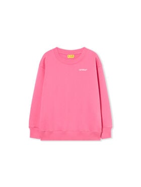 OFF WHITE Arrow Outline Flock Crew Logo Sweatshirt FUCHSIA - WHITE OGBA001F25FLE005