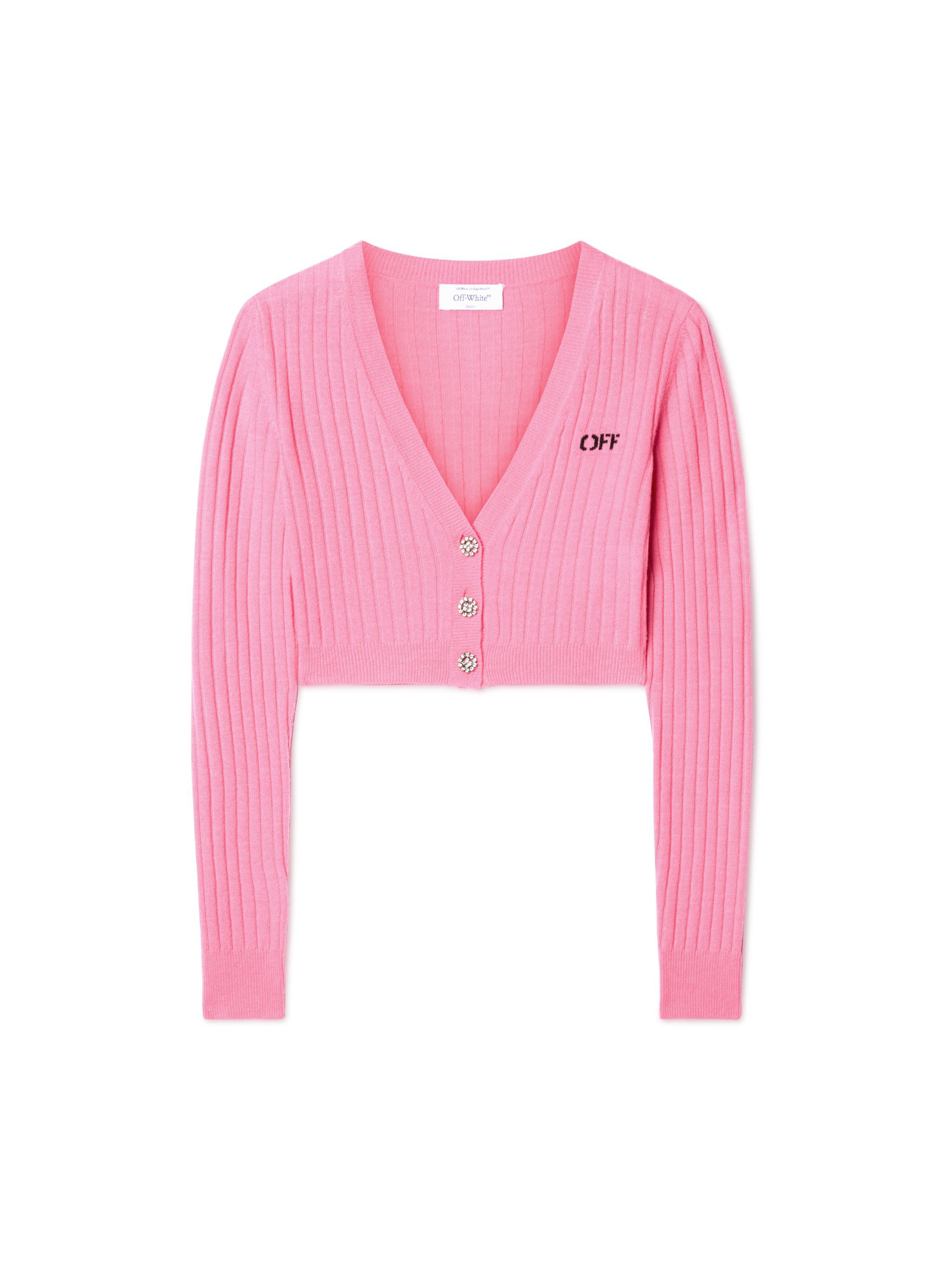 OFF WHITE We Upside Down Crop Cardigan PINK OWHB048F24KNI001
