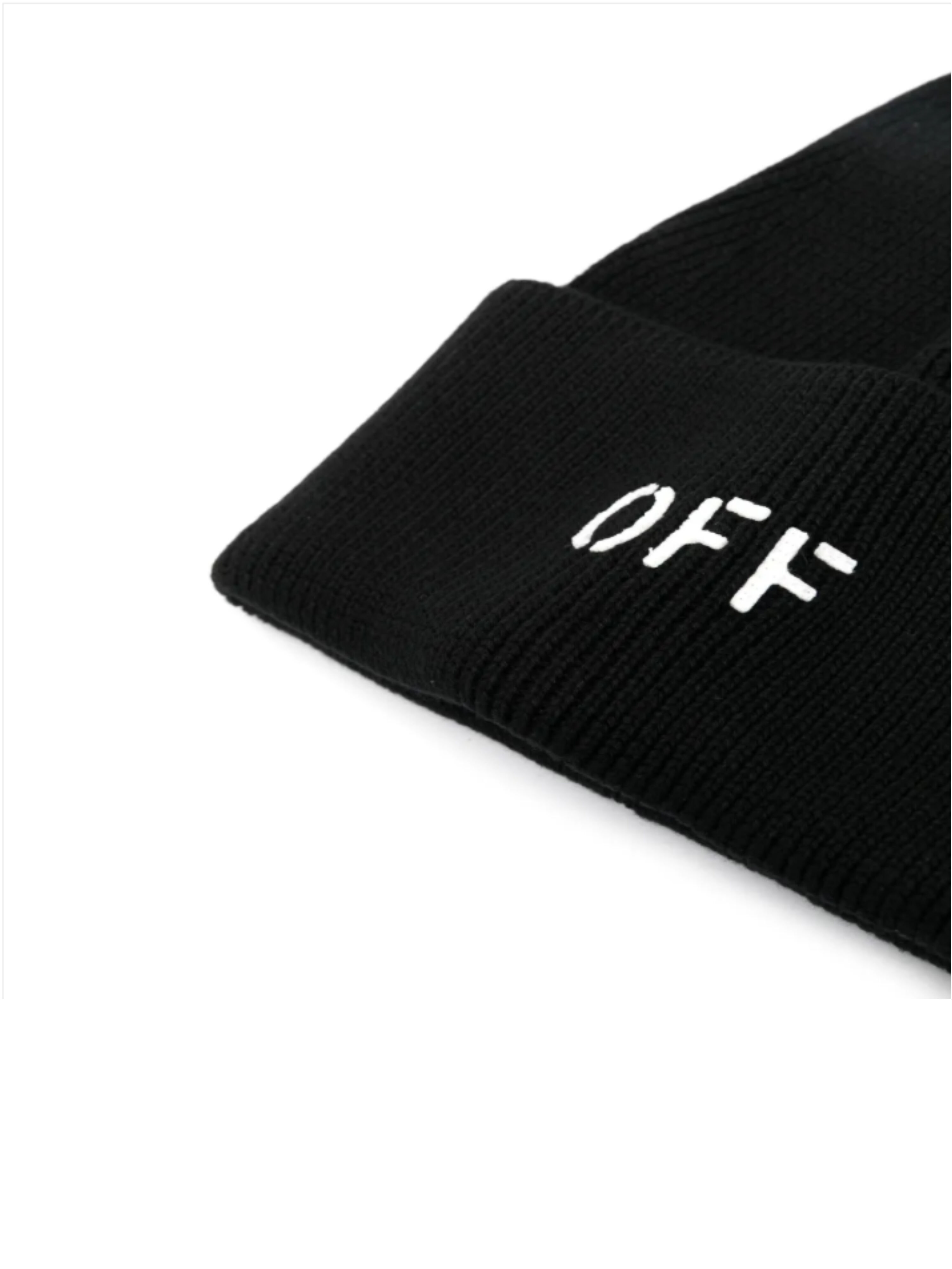 OFF WHITE OFF STAMP LOOSE KNIT BEANIE BLACK WHITE OMLC030C99KNI001