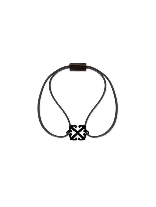 OFF WHITE Enamel Rubber Bracelet BLACK OMOA10AC99MET001