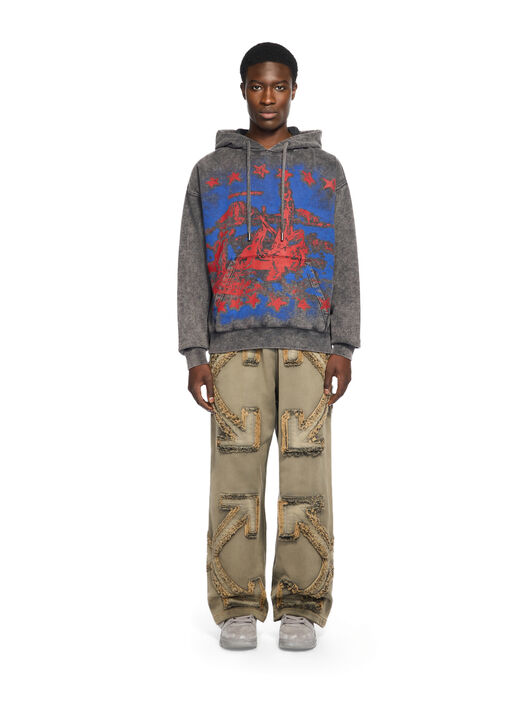 OFF WHITE Desert Ow Skate Hoodie VINTAGE BLACK - DAZZLING BLUE + HIGH RIS OMBB085W25FLE001