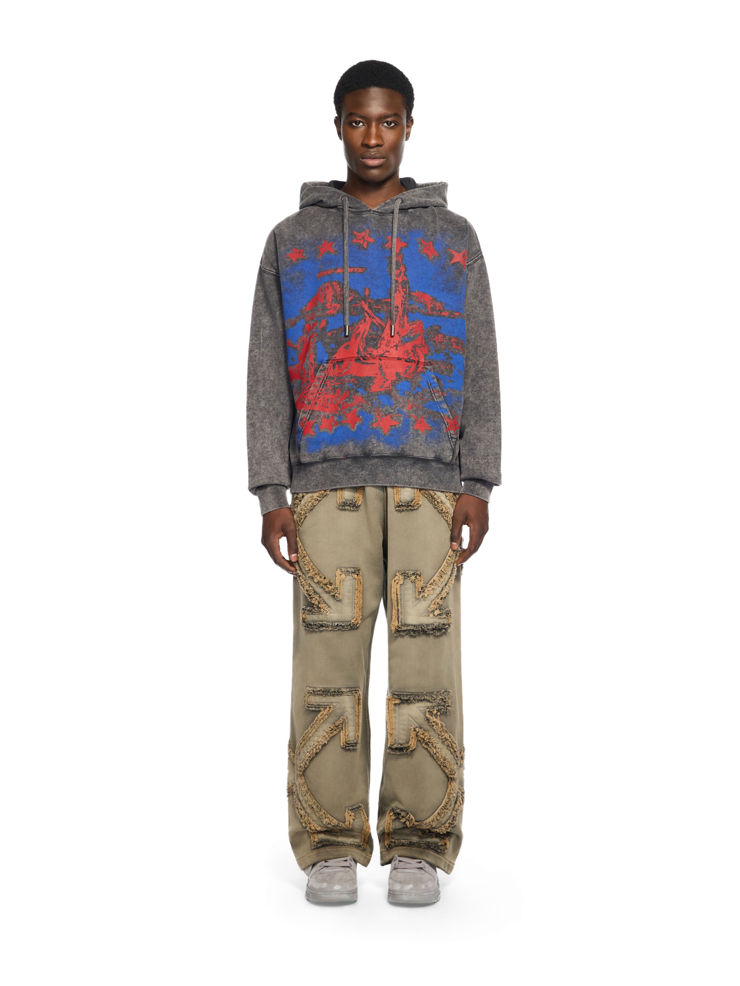 OFF WHITE Desert Ow Skate Hoodie VINTAGE BLACK - DAZZLING BLUE + HIGH RIS OMBB085W25FLE001