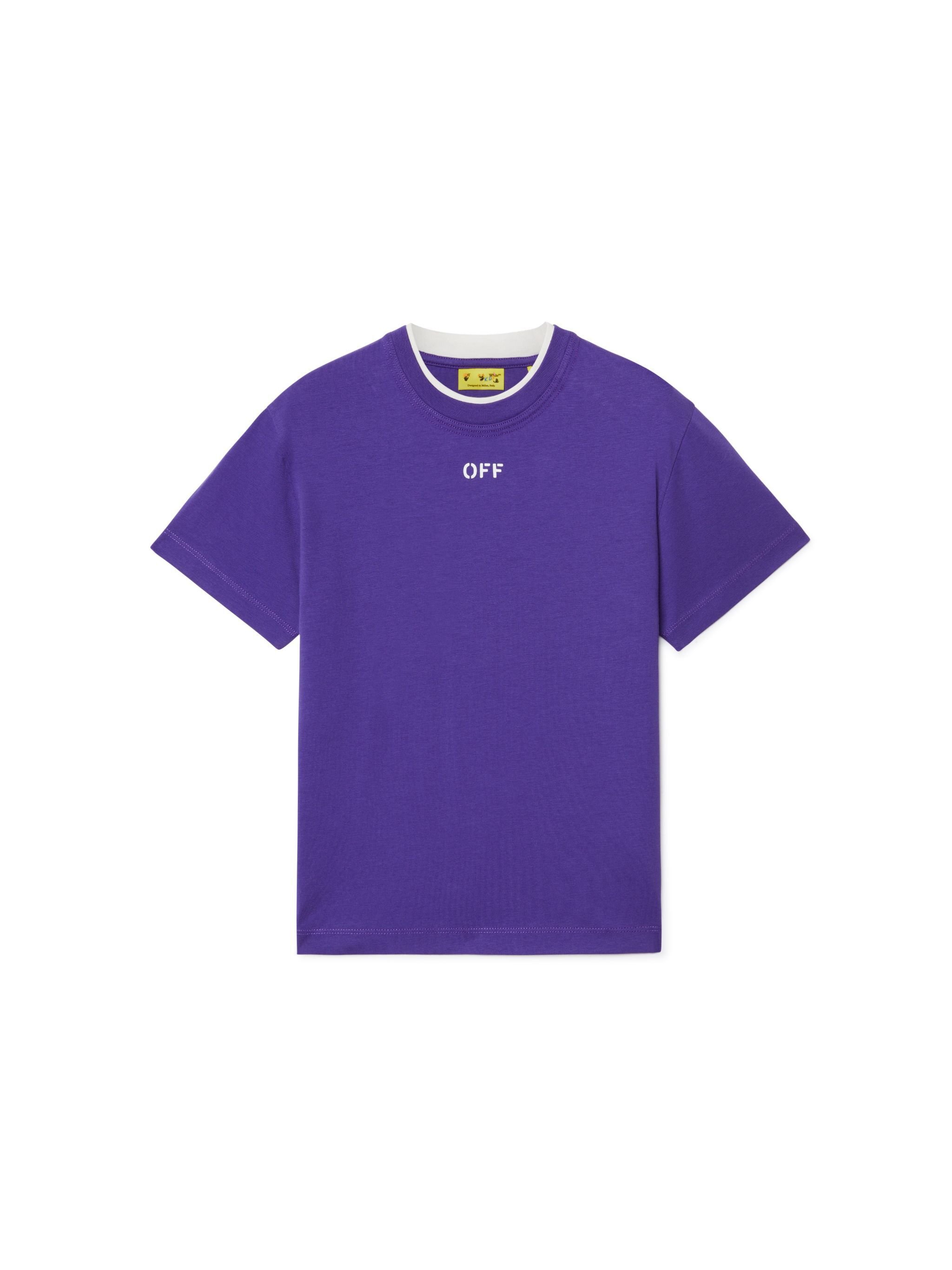 OFF WHITE Bleached Stamp T-Shirt PURPLE OGAA001S25JER006