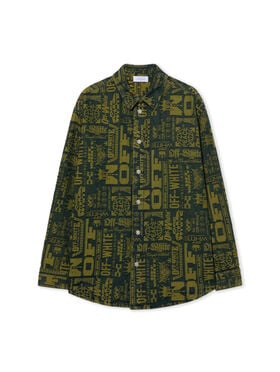 OFF WHITE MULTILOGO JACQ DENIM SHIRT MULTILOGO - GREEN MOSS OMYD05RF25DEN001