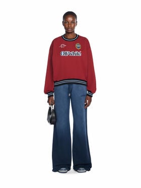 OFF WHITE Sporty Over Crew Logo Sweatshirt RED DAHLIA-BLACK OWBA075F25FLE003