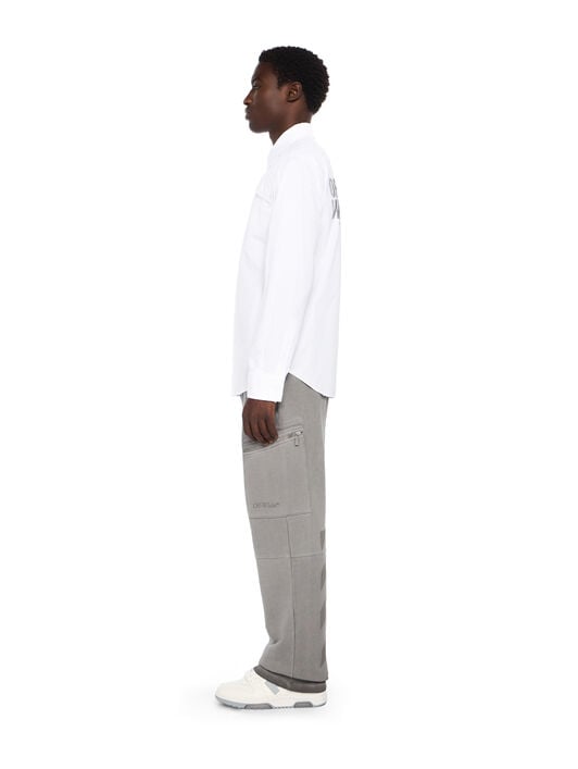 Emblem Poplin Military Shirt OFF WHITE Emblem Poplin Military Shirt WHITE - BLACK OMGE04IF25FAB002