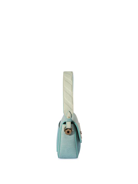 OFF WHITE Hellblaue Denim Leder Schultertasche BLAU OWNN181S25LEA001