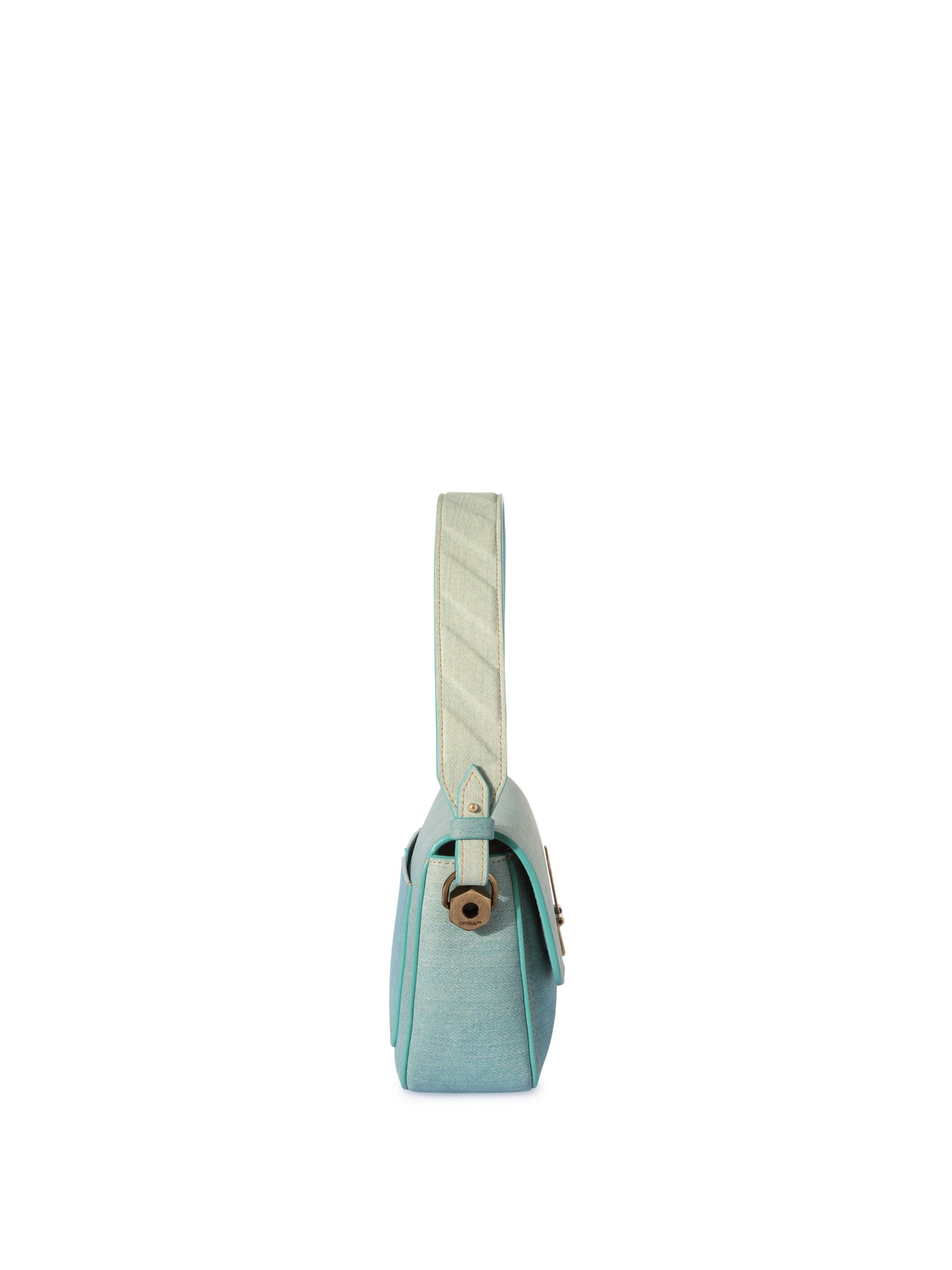 OFF WHITE Hellblaue Denim Leder Schultertasche BLAU OWNN181S25LEA001