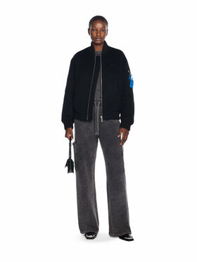 OFF WHITE Quote Bomber Jacket BLACK - DARK GREY OWEH031F25FAB001