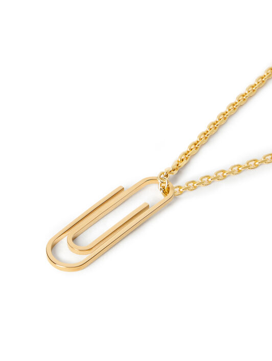 OFF WHITE Paperclip Necklace GOLD OWOB145S26MET001