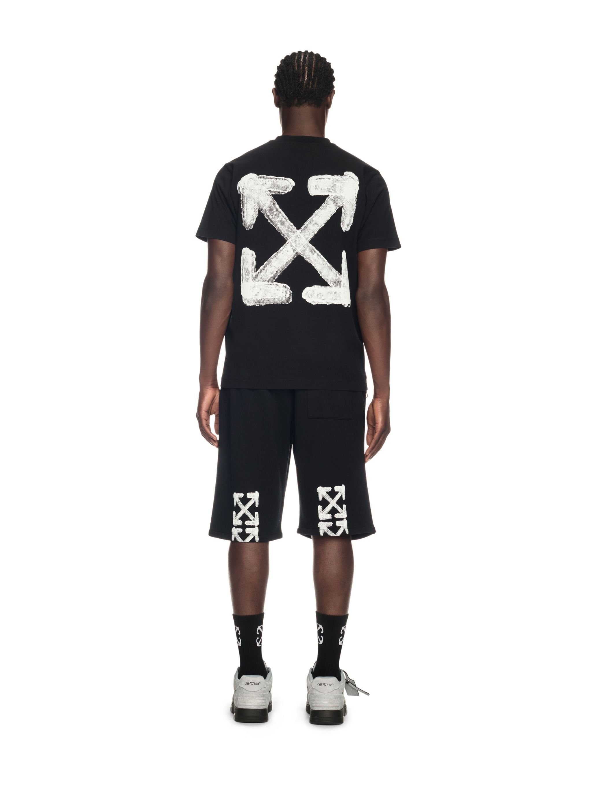 OFF WHITE Black Spray Arrow Sweat Shorts BLACK OMCI013S25FLE003