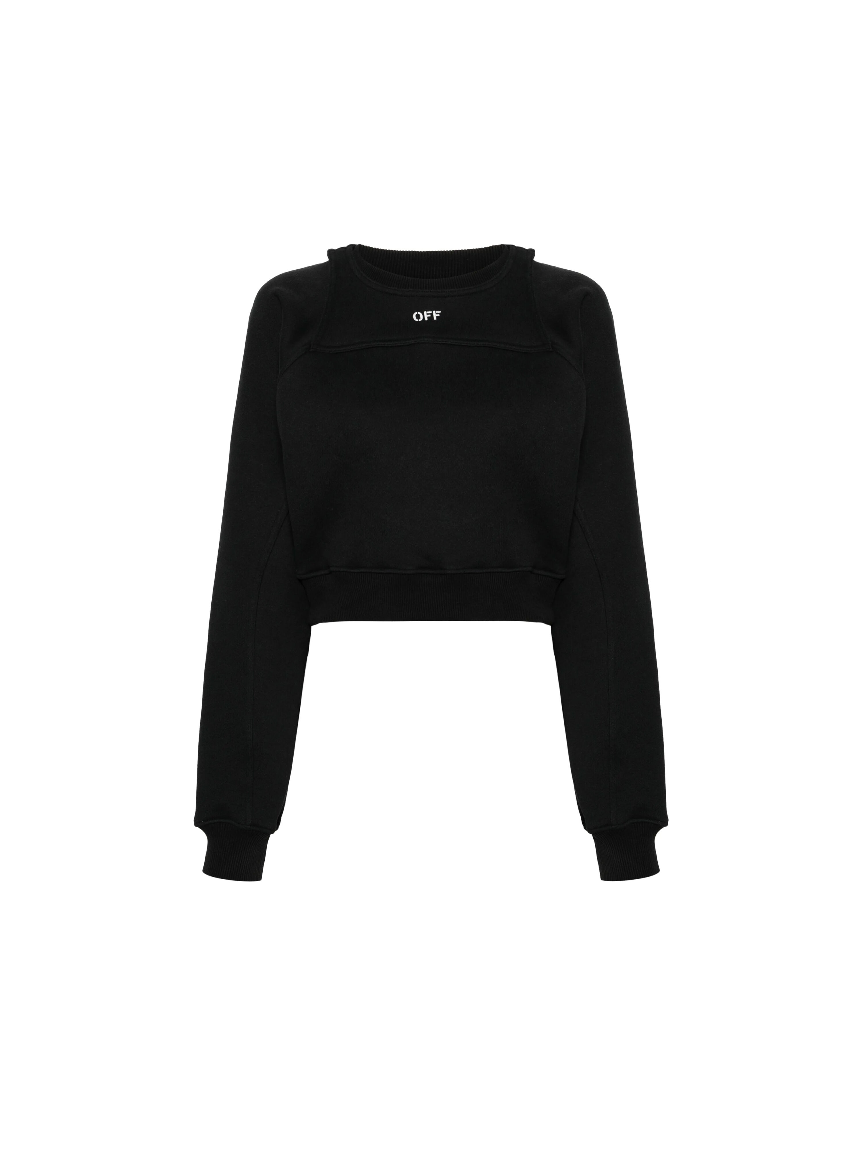 OFF WHITE Off Stamp Round Crop Crewneck BLACK OWBA071C99FLE001