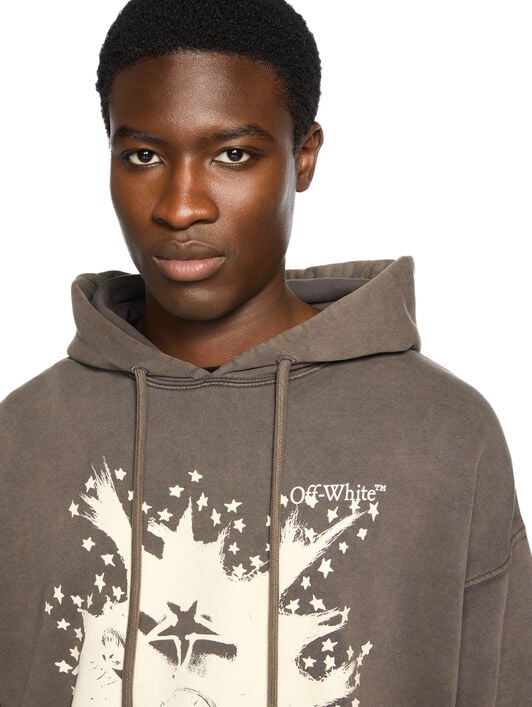 OFF WHITE Desert Arrow Skate Hoodie VINTAGE BLACK COFFEE - TRANSPARENT YELLO OMBB085W25FLE002