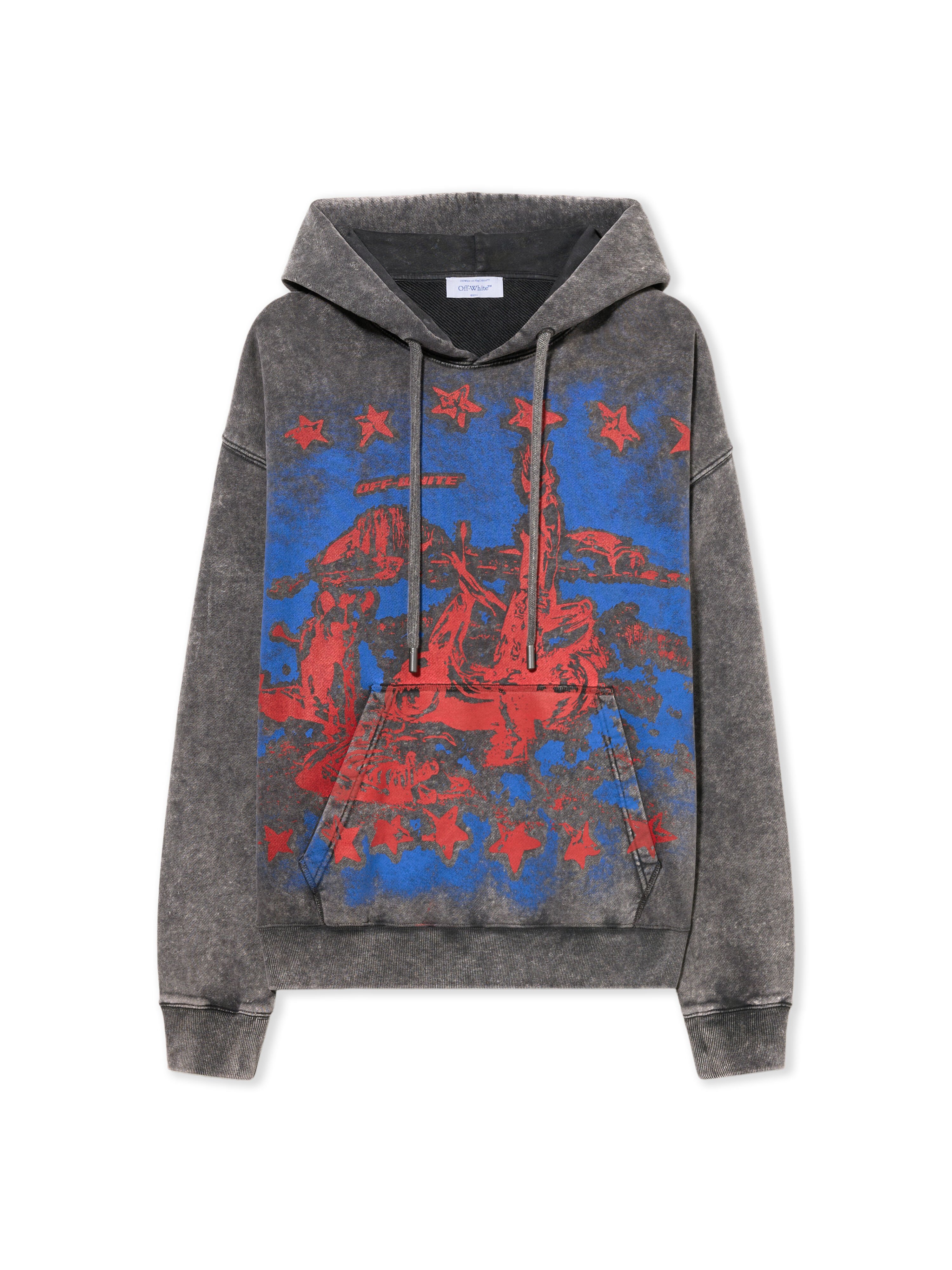 OFF WHITE Desert Skate Hoodie VINTAGE BLACK - DAZZLING BLUE + HIGH RIS OMBB085W25FLE001