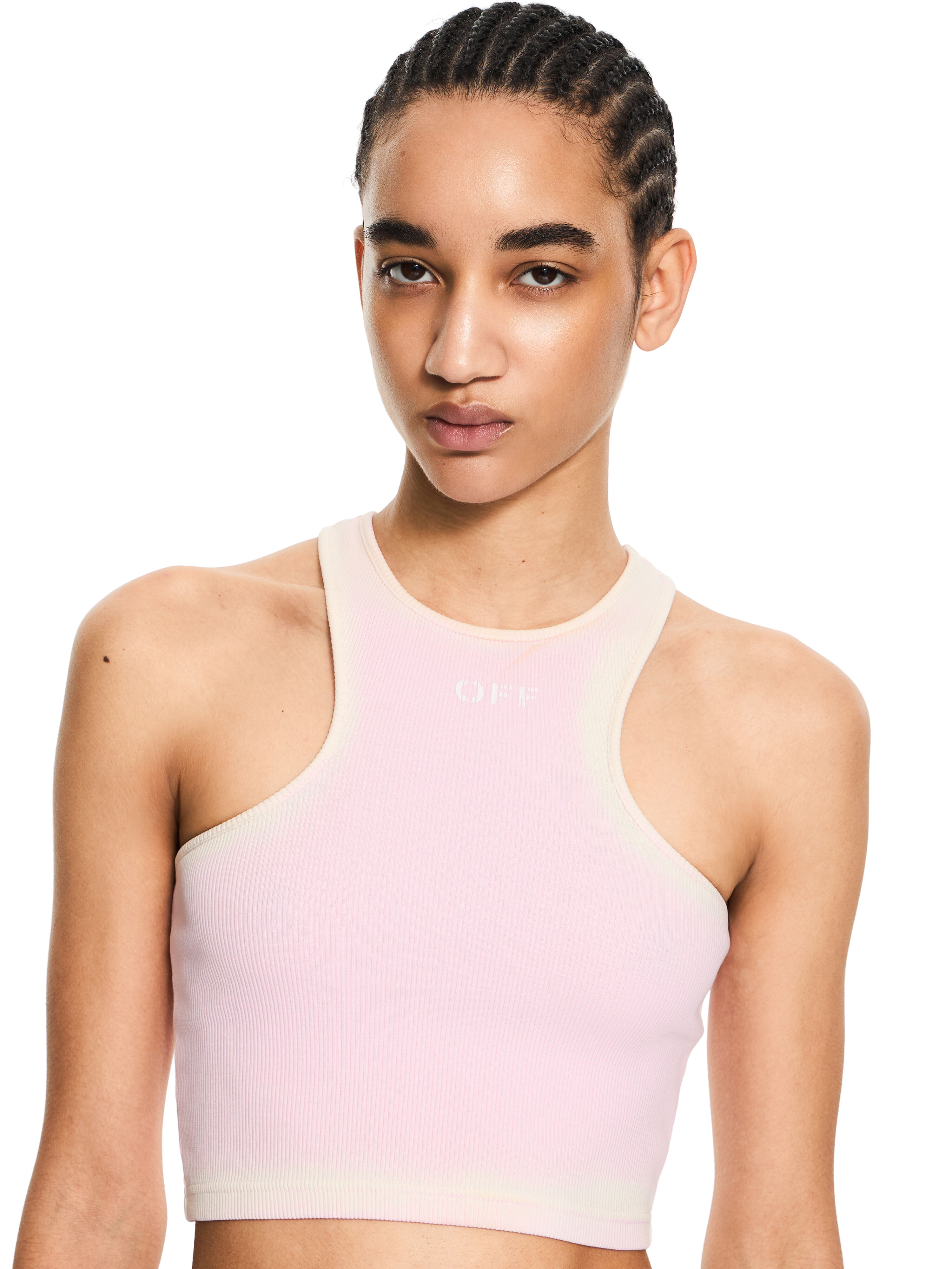 Spray Off Stamp Ribbed Tank Top in Soft Pink-White for Women | Off