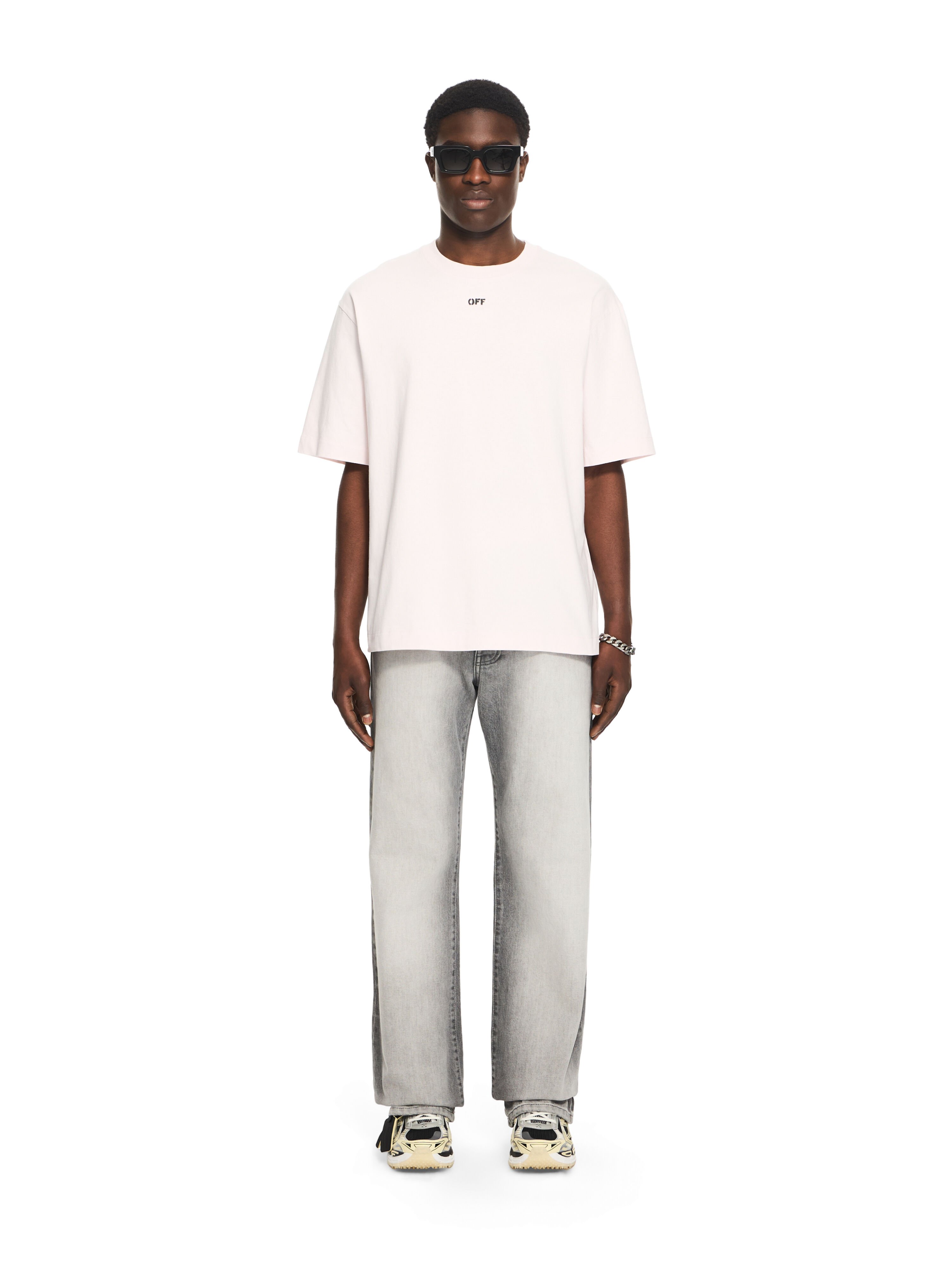 OFF WHITE Paint Arrow Skate T-shirt FADE OUT MAUVE MOR 44MAA120S26J00R