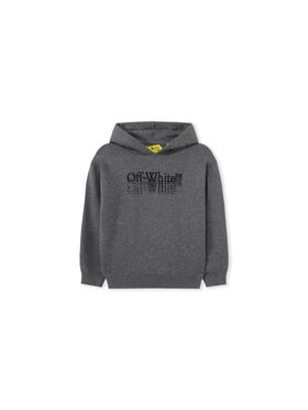 OFF WHITE Big Bookish Stamp Knit Hoodie GREY MELANGE 44BHU001F26K001