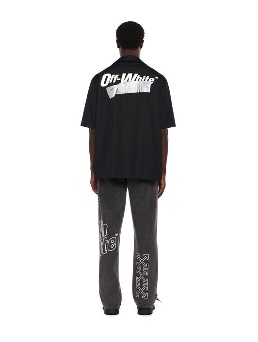 OFF WHITE Tape Logo Bowling Shirt BLACK - WHITE OMGG01FF25FAB003