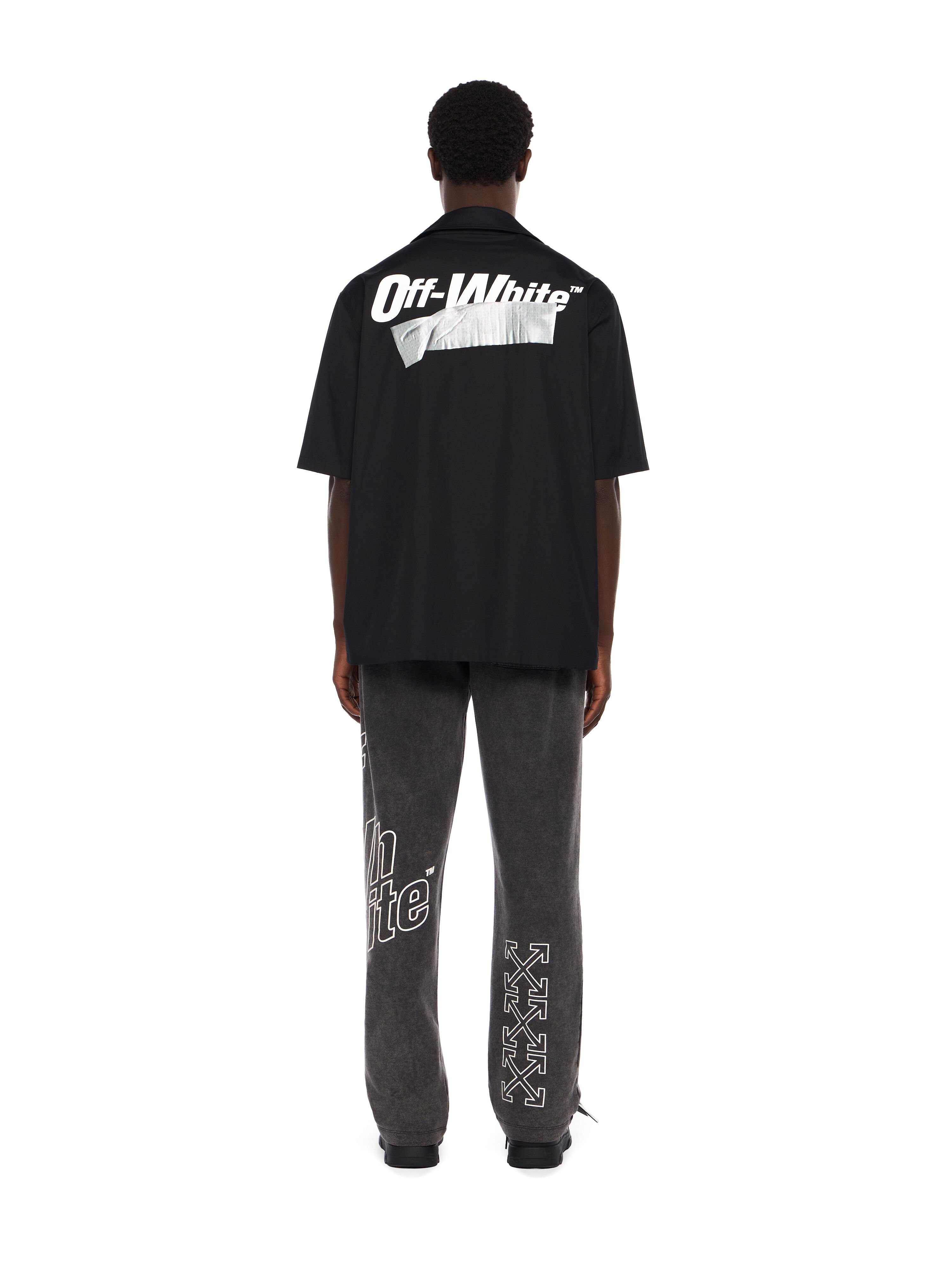 OFF WHITE Tape Logo Bowling Shirt BLACK - WHITE OMGG01FF25FAB003