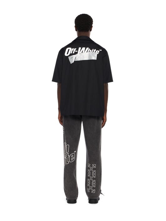 Tape Logo Bowling Shirt OFF WHITE Tape Logo Bowling Shirt BLACK - WHITE OMGG01FF25FAB003