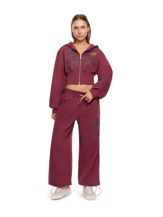 LAB L/AB Logo Cropped Boxy Jacket Burgundy LABF2639G00040T
