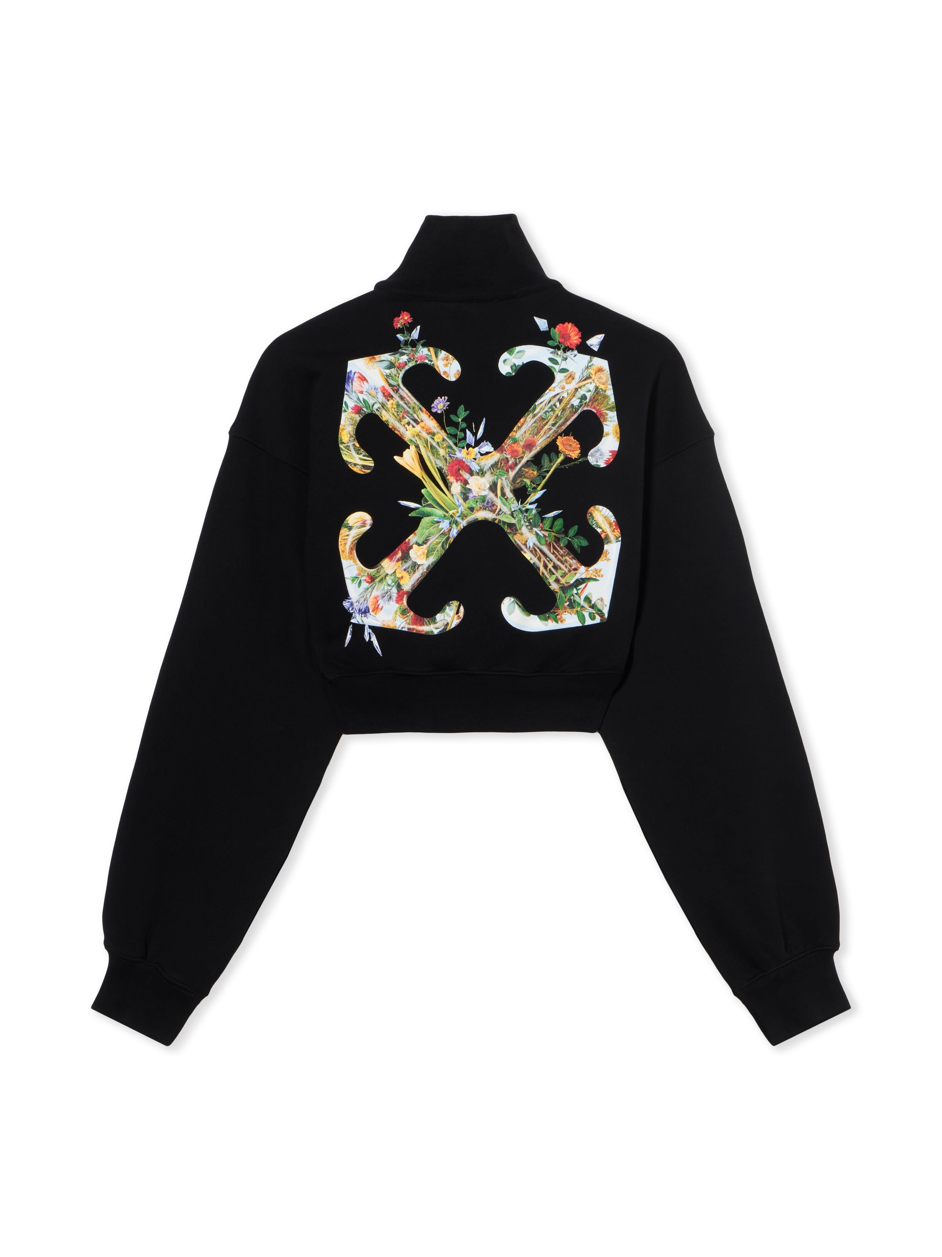 OFF WHITE Arrow Glass Flower Crop Zipup BLACK - WHITE OWBE006F25FLE002