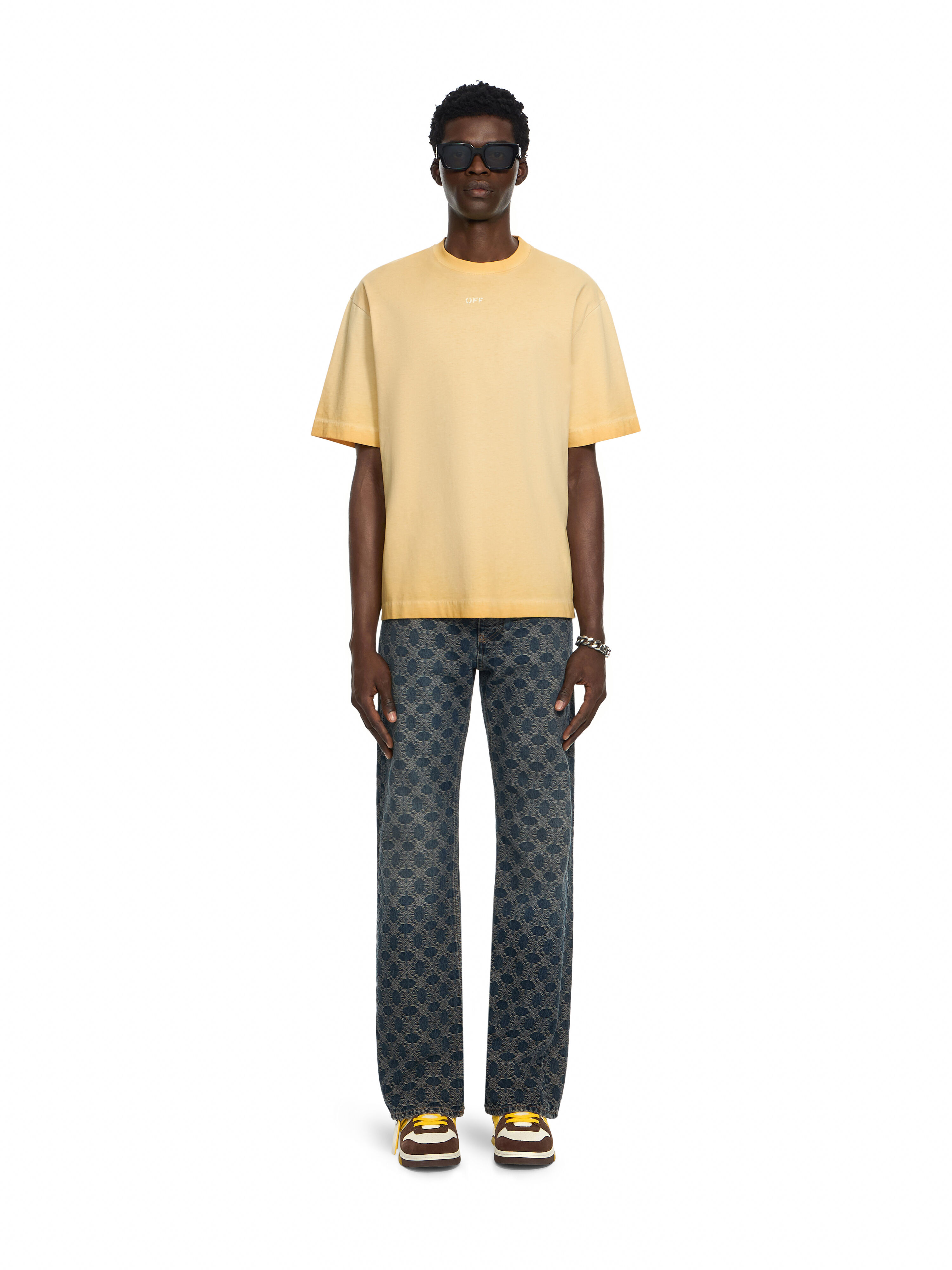 OFF WHITE Swimming Face Skate T-Shirt CLOUD NUGGET GOLD 44MAA120F26J002