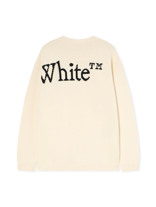 OFF WHITE Bookish Knit Crewneck Sweater CREAM - BLACK OMHE20QF25KNI001