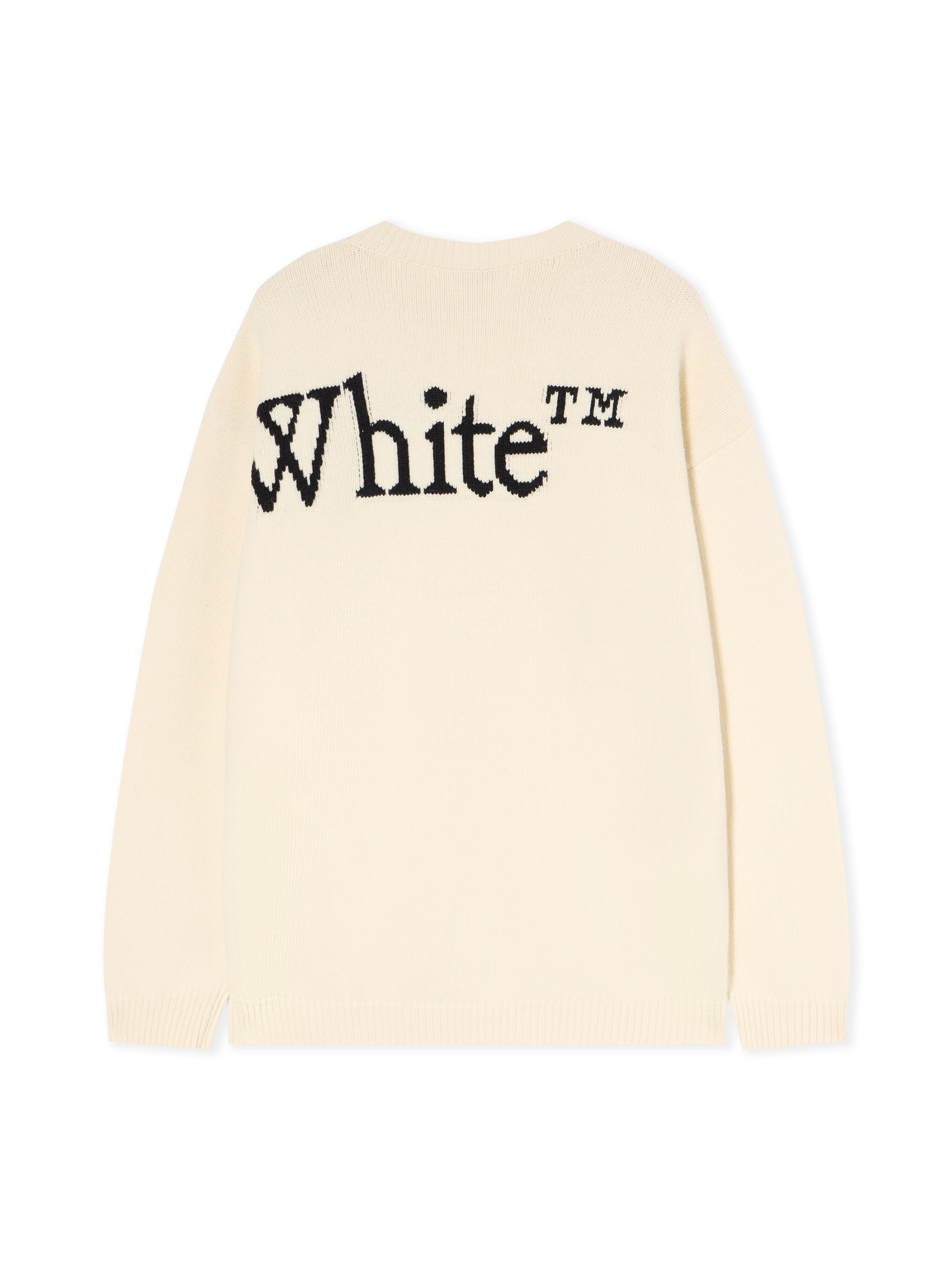 OFF WHITE Bookish Knit Crewneck Sweater CREAM - BLACK OMHE20QF25KNI001