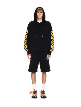 OFF WHITE Felpa Nera Con Cappuccio E Motivo Tape Arrow NERO OMBB085S25FLE00J