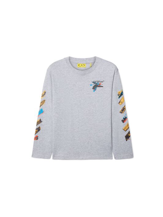 OFF WHITE Paint Arrow Long-Sleeved Top GREY OBAB001S25JER003