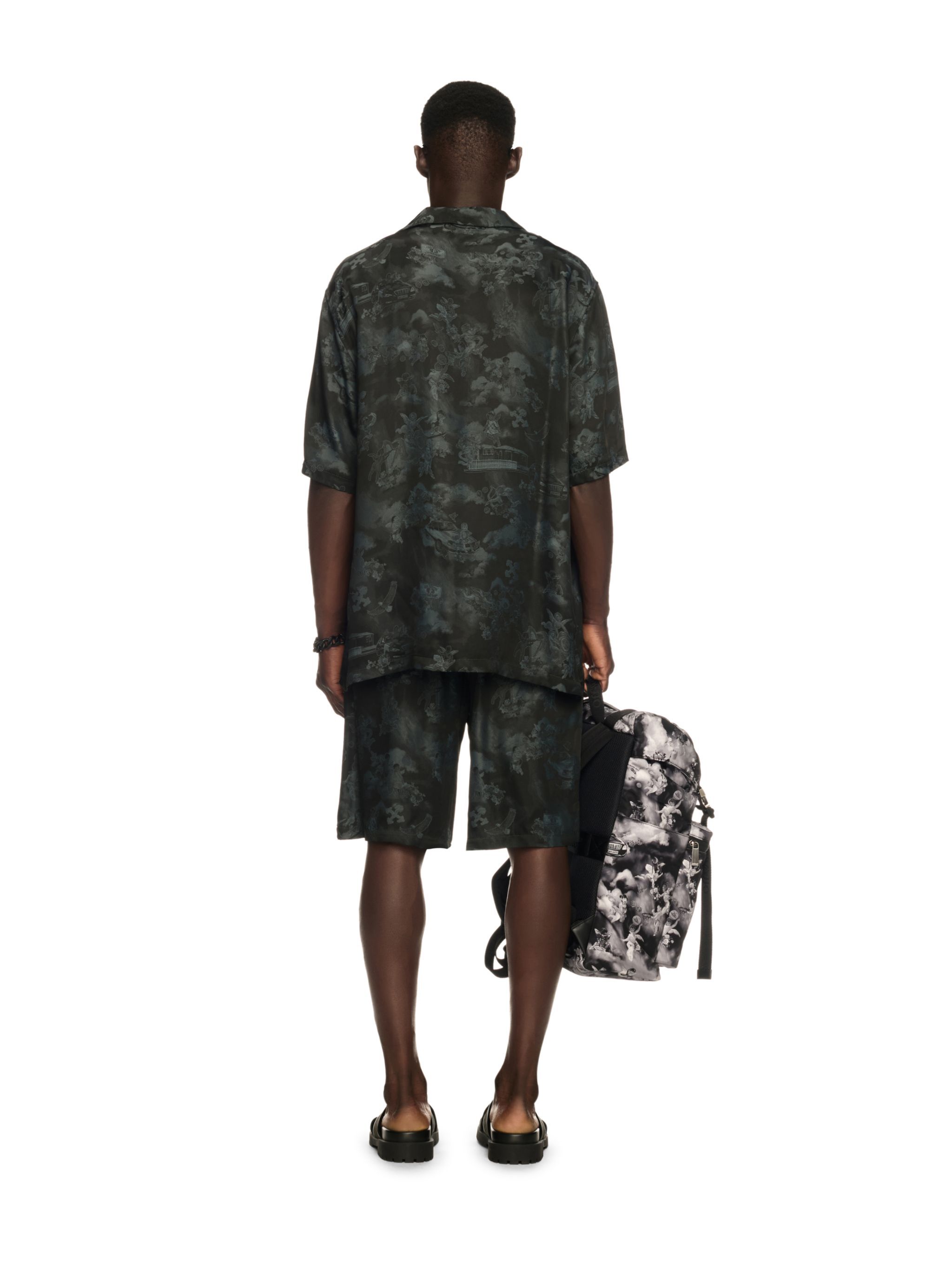 OFF WHITE Black Jacquard Fresco Bowling Shorts BLACK OMCB092S25FAB002