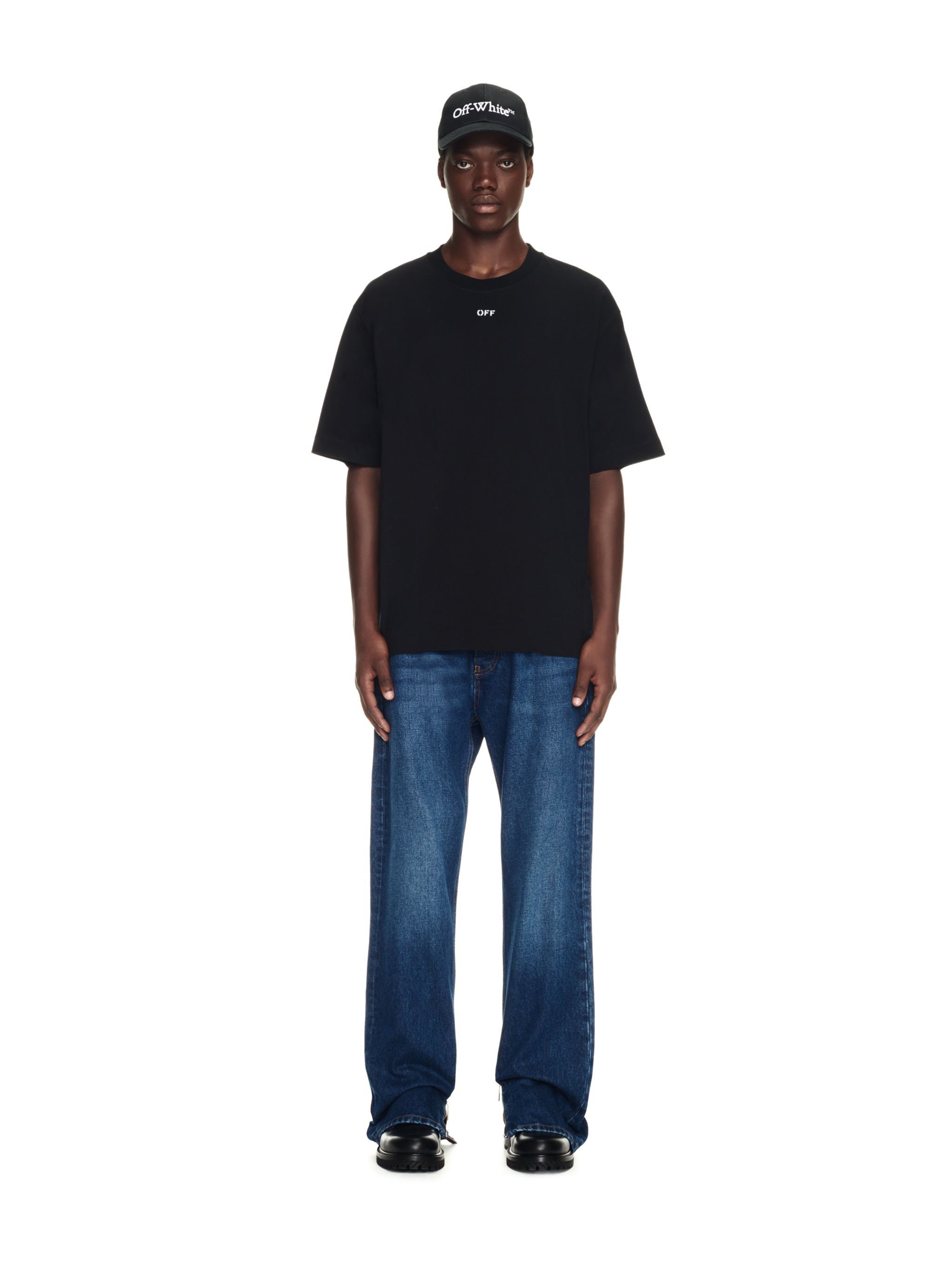 OFF WHITE Schwarzes Kurzärmeliges Skate T-Shirt Mit Off-Logo SCHWARZ OMAA120C99JER005
