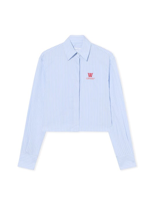 Striped Poplin Shirt OFF WHITE Striped Poplin Shirt KENTUCKY BLUE-RED DAHLIA OWGE02AF25FAB001
