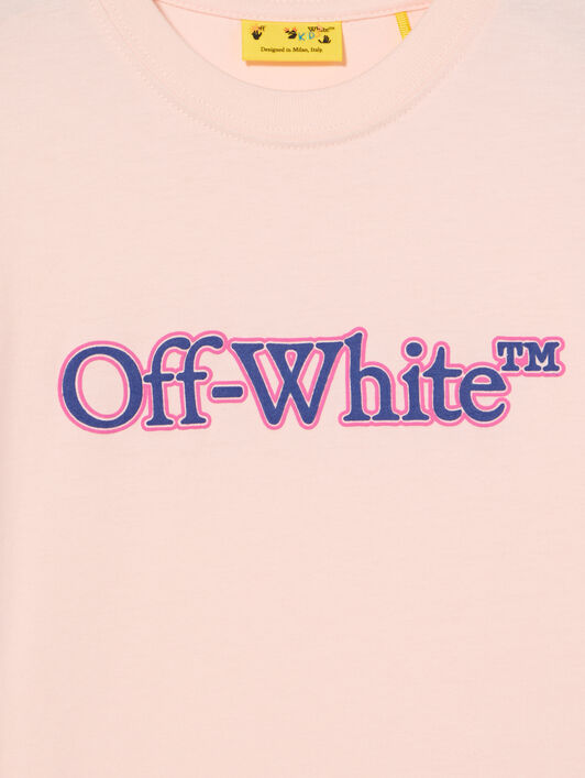 OFF WHITE Big Bookish Puff Logo T-Shirt SOFT PINK - BLUE OGAA001F25JER001
