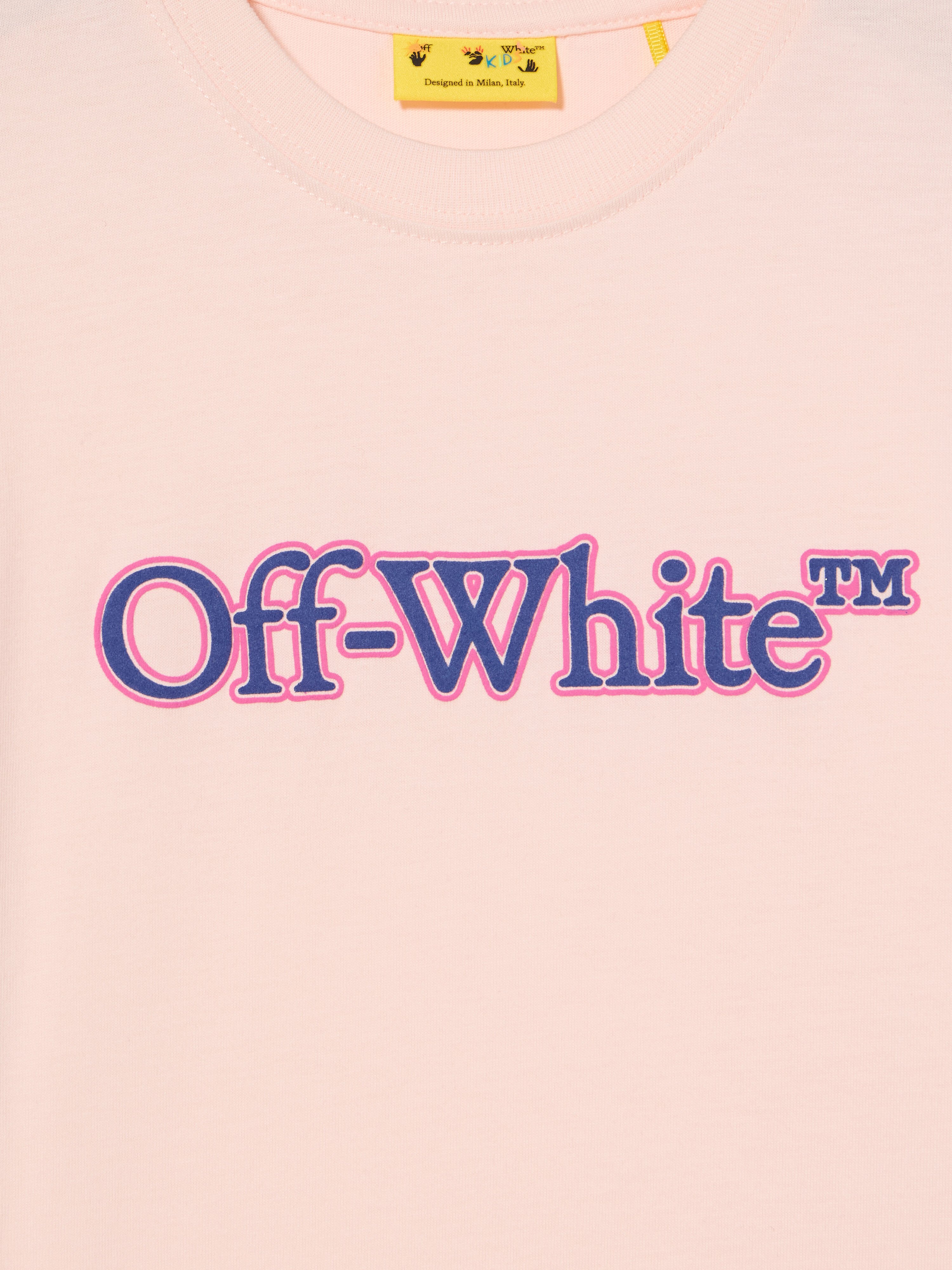 OFF WHITE Big Bookish Puff Logo T-Shirt SOFT PINK - BLUE OGAA001F25JER001