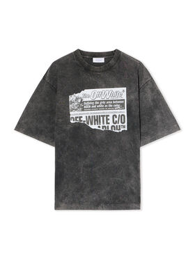 OFF WHITE News Outl Arrow Skate Logo T-Shirt VINTAGE BLACK - WHITE OMAA120F25JER009
