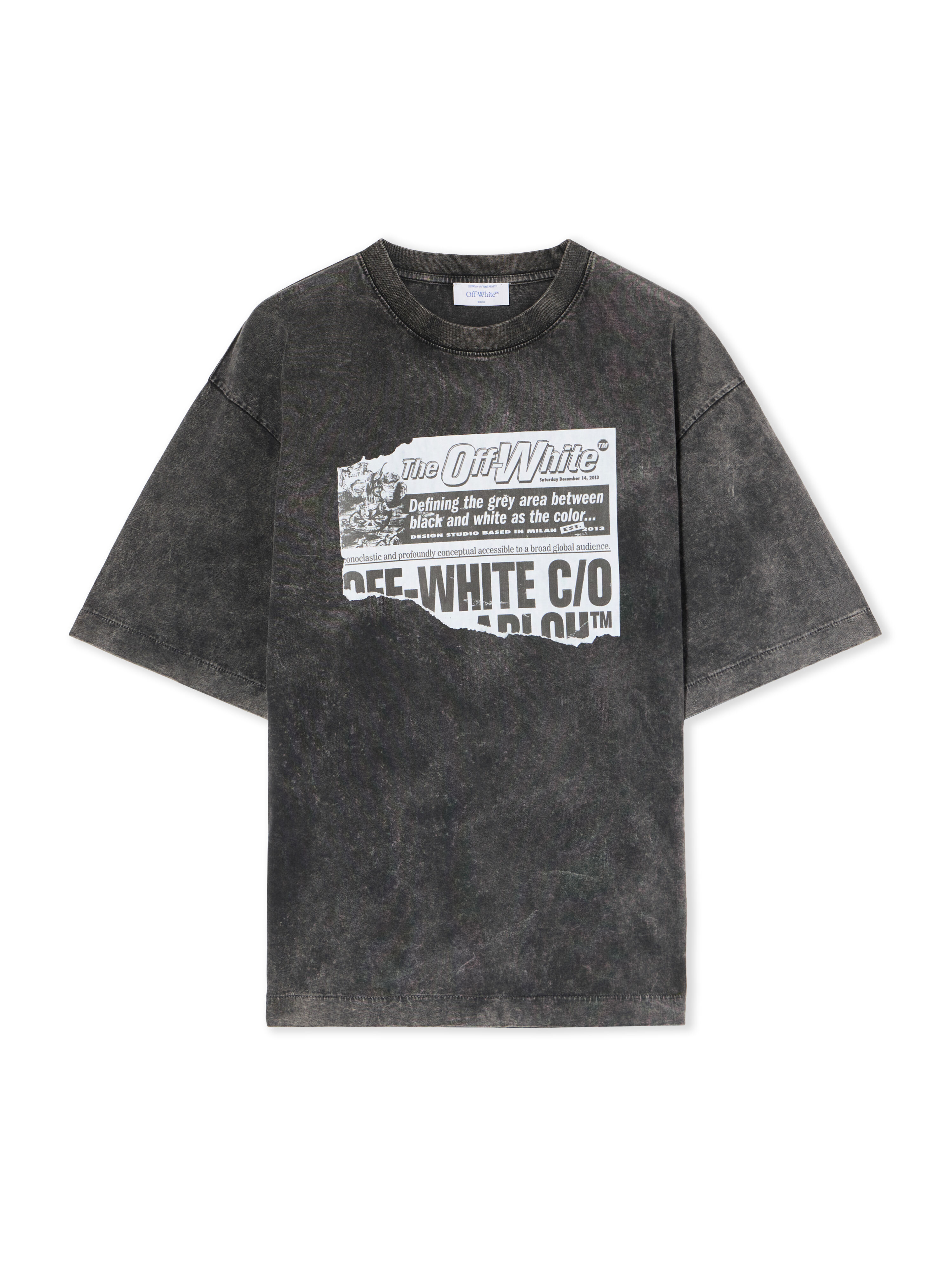 OFF WHITE News Outl Arrow Skate Logo T-Shirt VINTAGE BLACK - WHITE OMAA120F25JER009