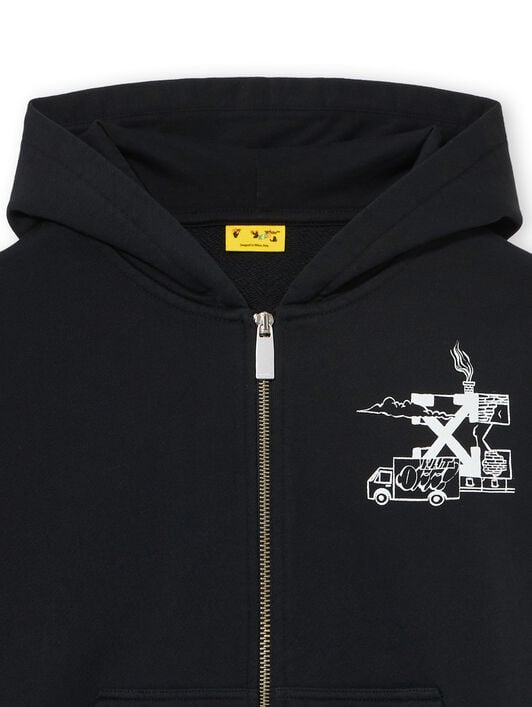 OFF WHITE Graffiti Hoodie Zip Up BLACK 44BBE001S26F001