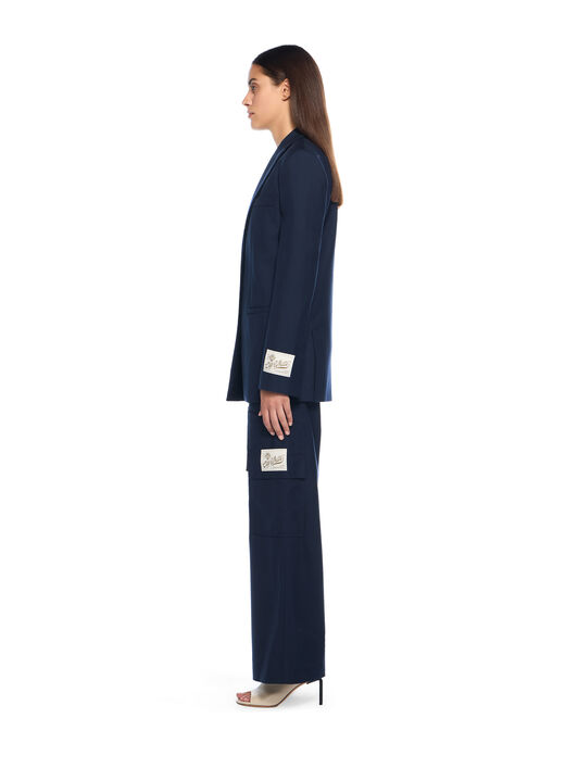 OFF WHITE Gabardine Label Tomboy Jacket BLUE IRIS-CREAM OWEF099F25FAB001