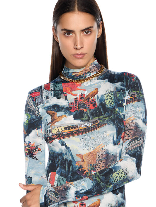 OFF WHITE World Paint Second Skin Mini Dress AI PRINT-WHITE OWDB55TF25JER001