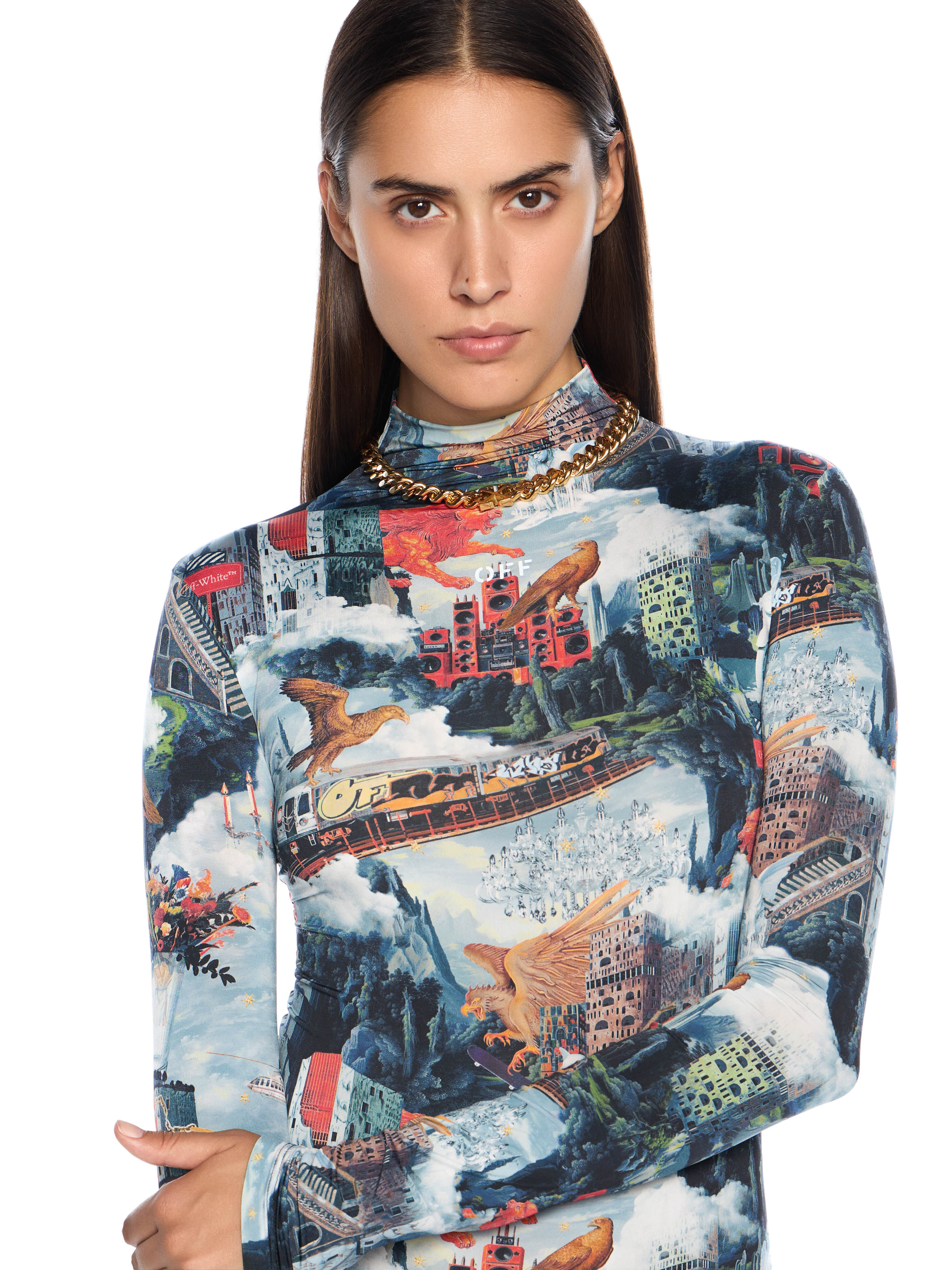 OFF WHITE World Paint Second Skin Mini Dress AI PRINT-WHITE OWDB55TF25JER001