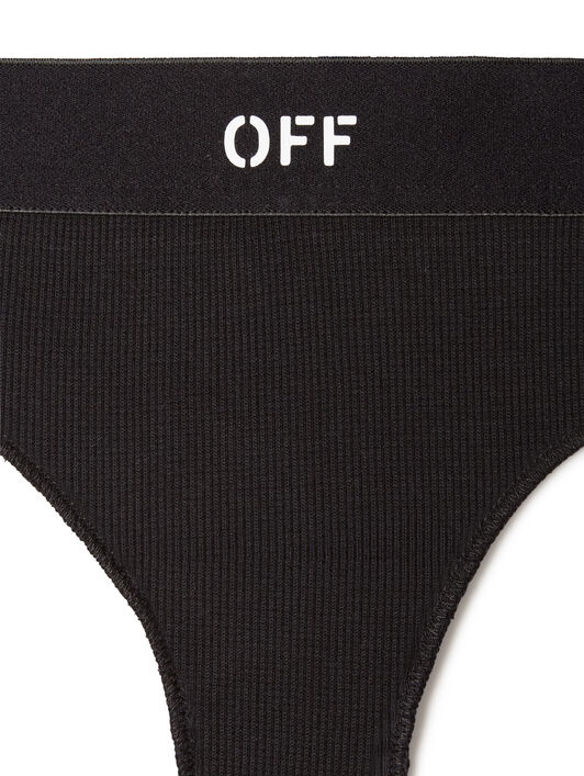 OFF WHITE Slip Brasiliana A Coste Con Logo Off Nero/Bianco  OWUC002S25JER001