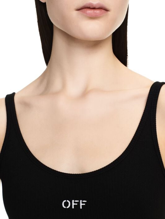 OFF WHITE Off Stamp Rib Tank Top Black-White 2AD072C99JER002